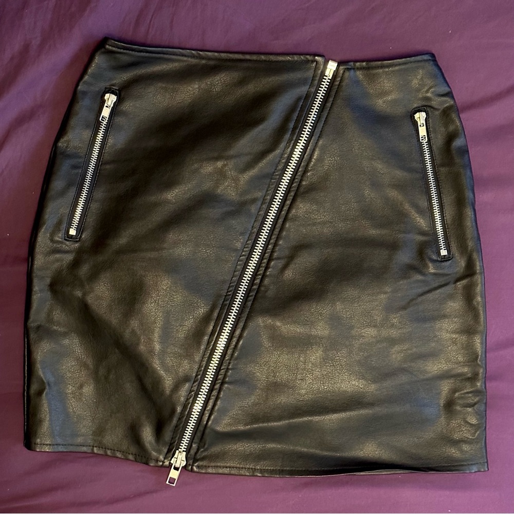 Dolls Kill Vegan Leather Zipper Skirt